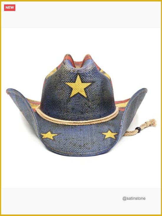 American Flag Patriotic Straw Cowboy Hat - Western Cowgirl Rodeo main image 6